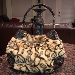 Vintage Bebe Rabbit Fur & Leather Purse